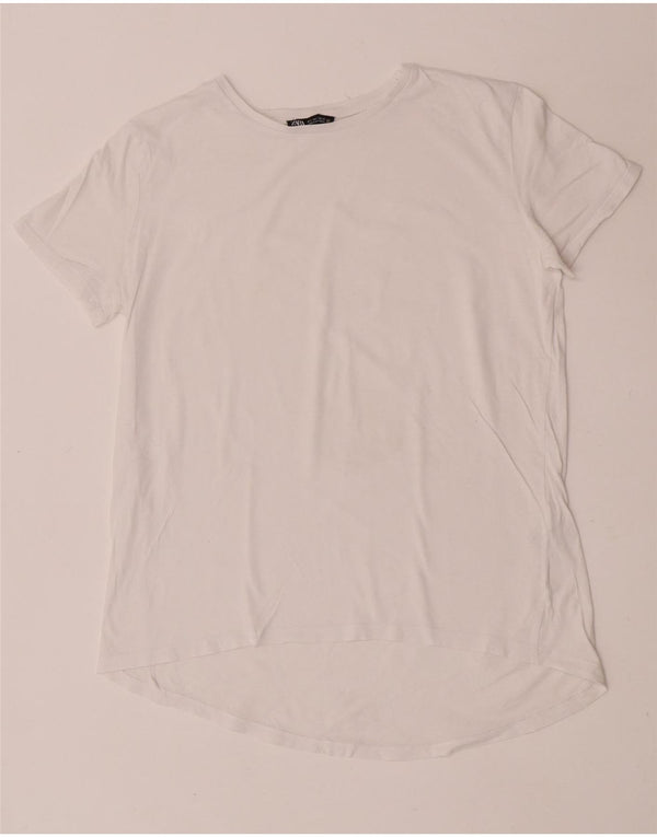 T-shirt damski Zara Top UK 10 Small, biały, bawełniany