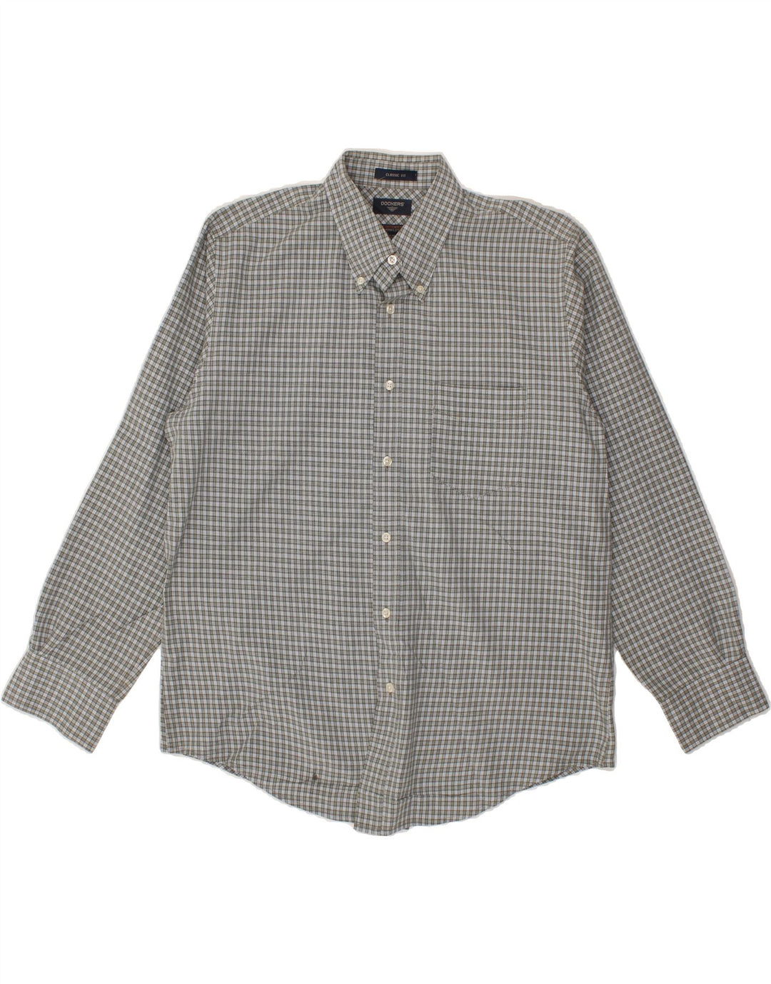 DOCKERS Mens Classic Fit Shirt Large Grey Check Cotton Vintage Dockers and Second-Hand Dockers from Messina Hembry 