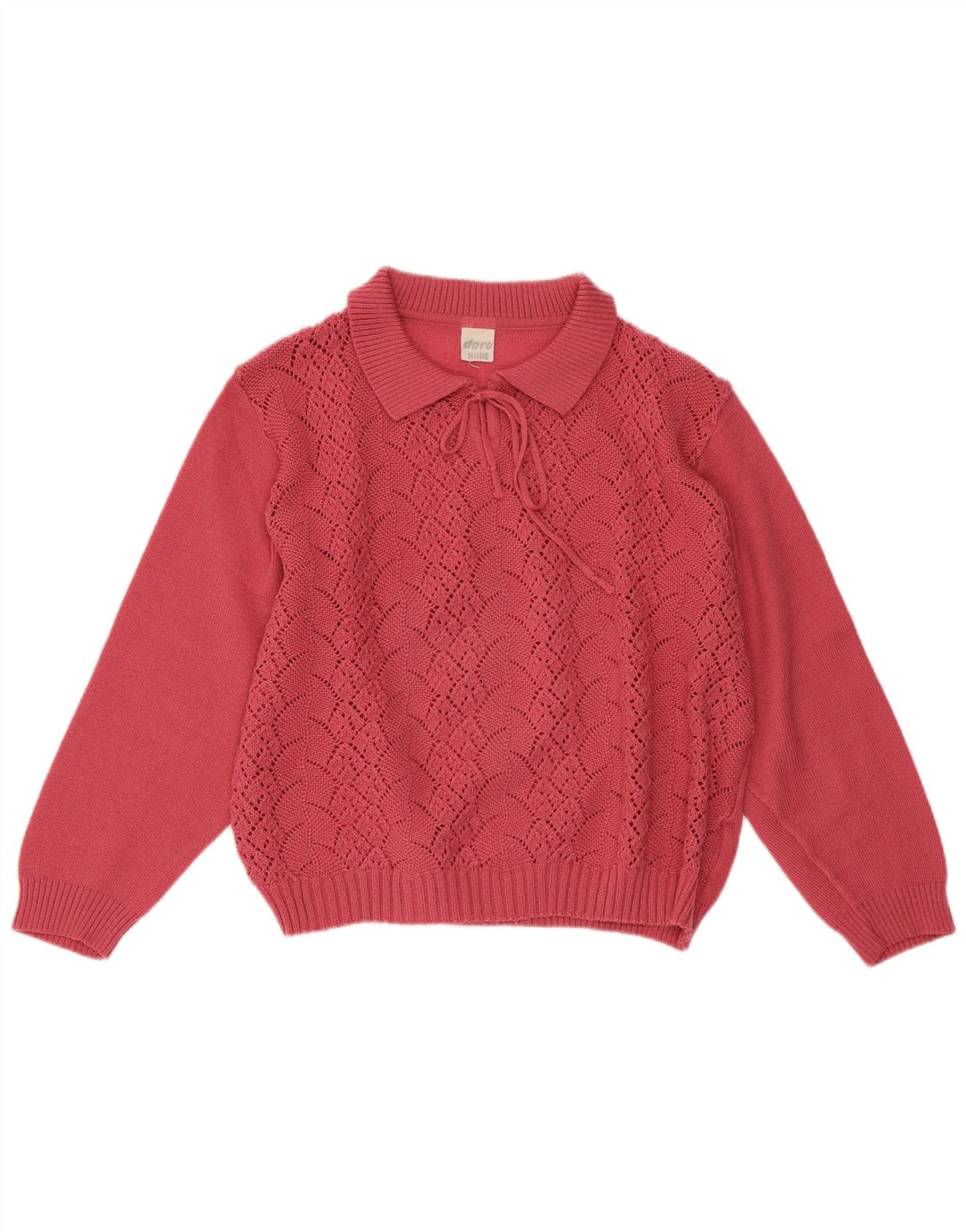 Damski sweter VINTAGE Crop Polo UK 16, duży, różowy