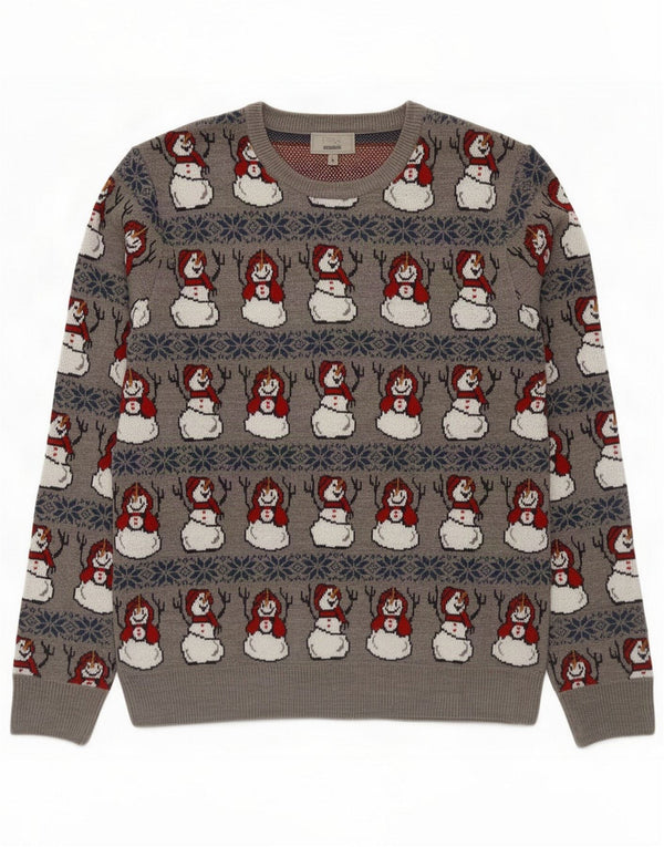 Marks & Spencer Męski sweter z okrągłym dekoltem, duży, szary, świąteczny