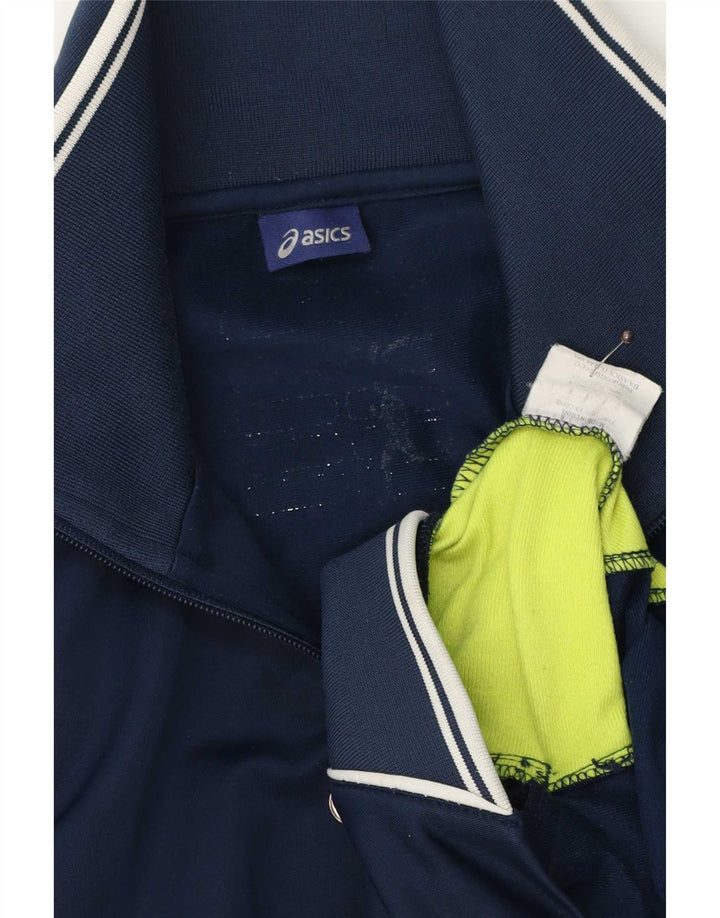 Męska kurtka dresowa Asics, średni granatowy, poliester z blokami kolorów