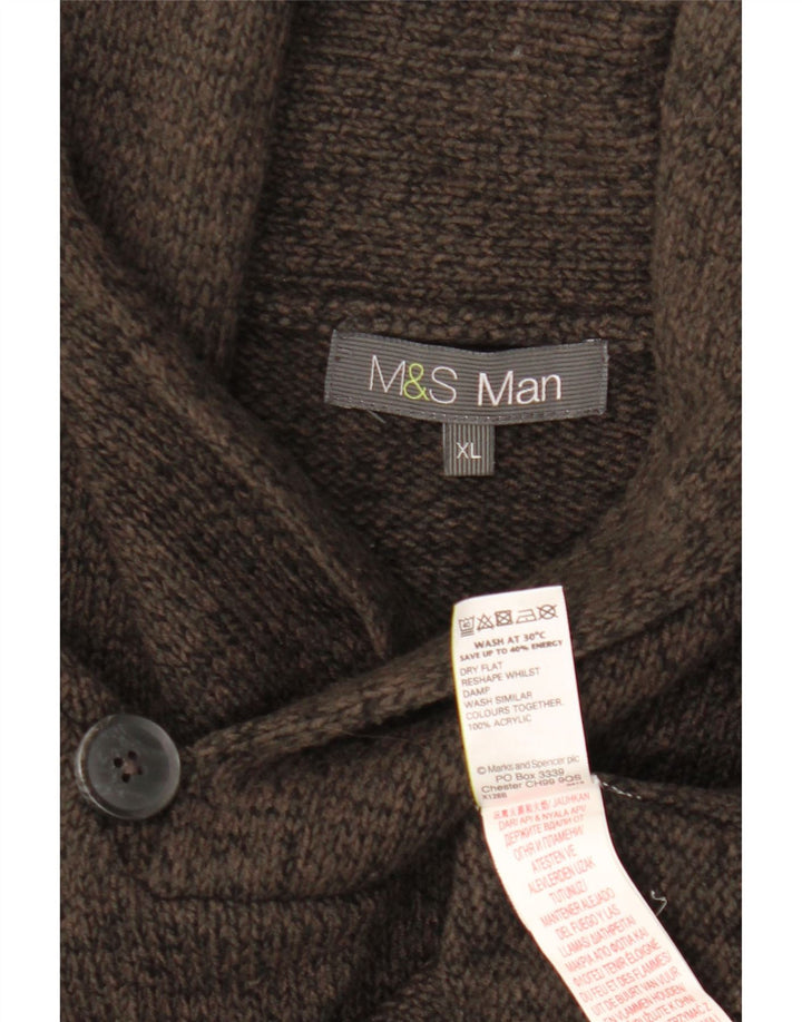 Marks & Spencer Męski sweter z szalowym dekoltem XL, szary, akrylowy