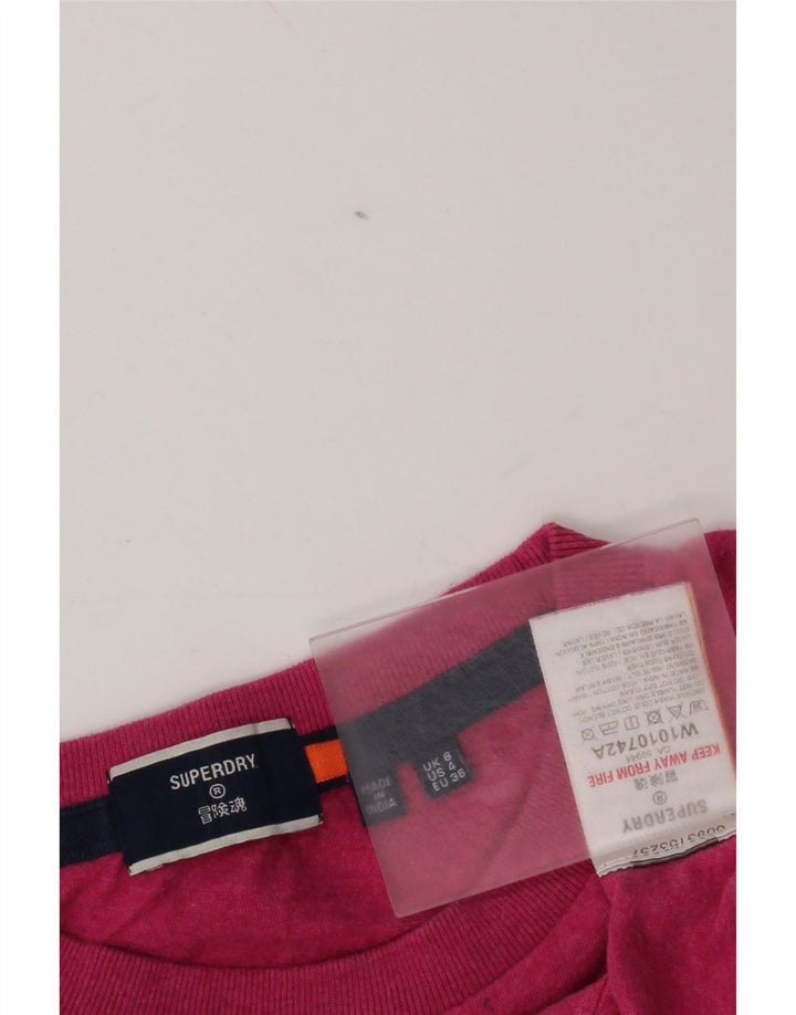 Damski T-shirt oversize Superdry Top UK 8, mały, różowy, bawełniany