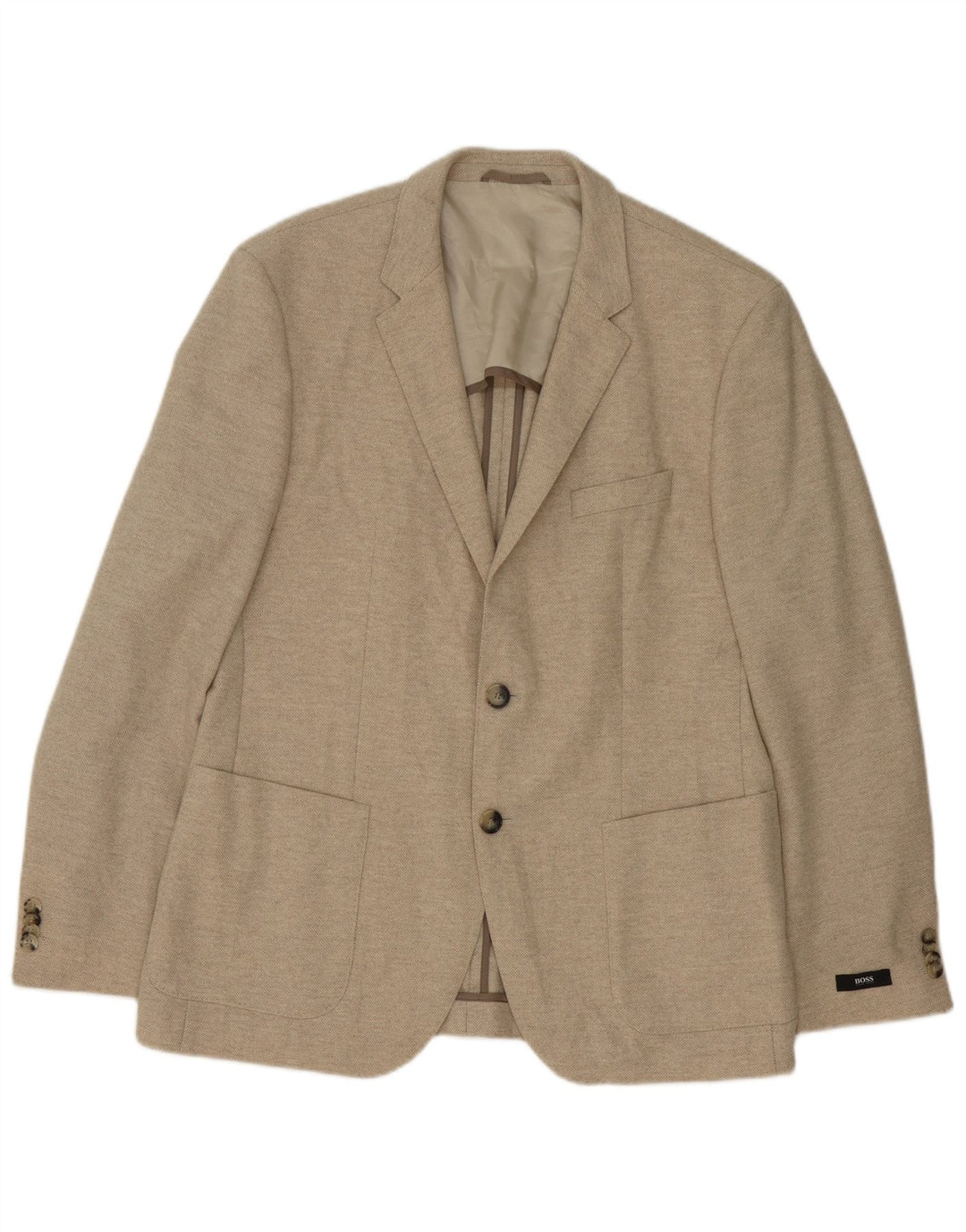Męska marynarka zapinana na 2 guziki Hugo Boss EU 52 XL Beżowa dziewicza wełna