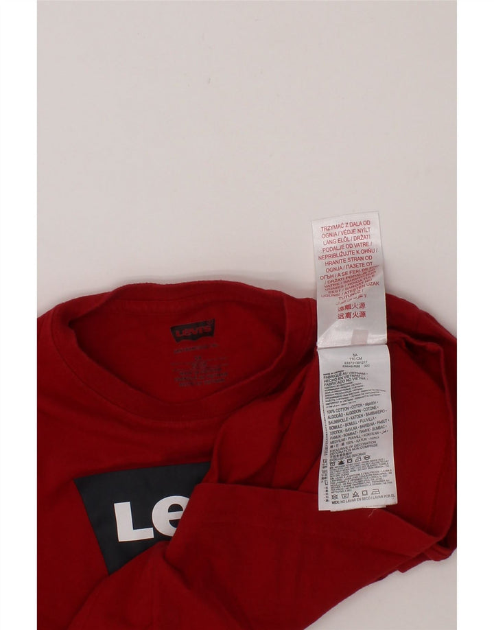 LEVI'S Girls Graphic Top Long Sleeve 4-5 Years Red Cotton Vintage Levi's and Second-Hand Levi's from Messina Hembry 
