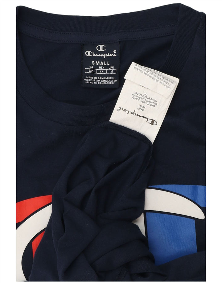 Męski T-shirt Champion z grafiką, mały, granatowy, bawełniany