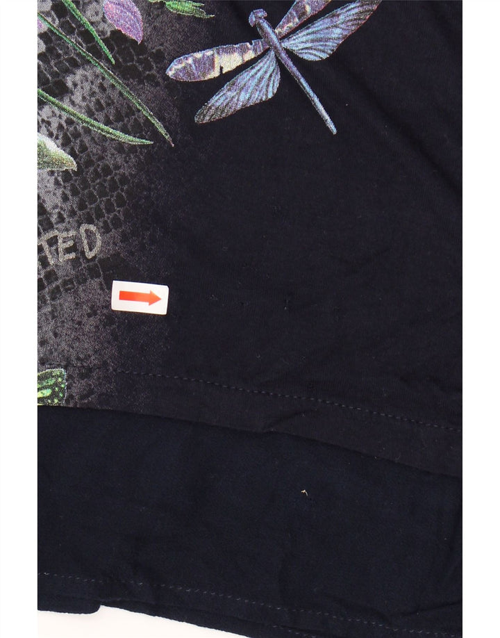 Damska tunika graficzna Desigual Top UK 14 Średni granatowy w kwiaty