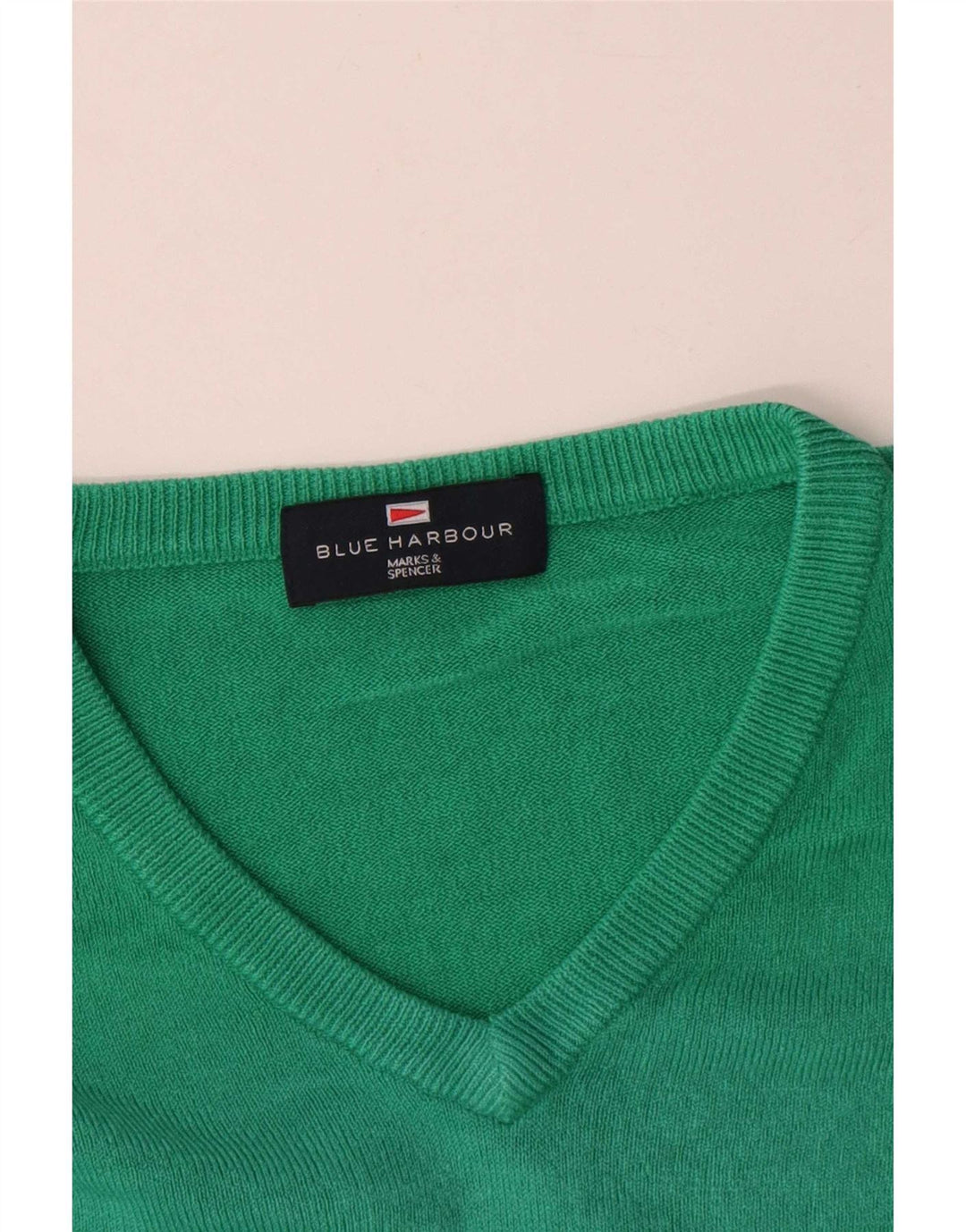 Męski sweter Marks & Spencer Blue Harbor z dekoltem w kształcie litery V, duży, zielony