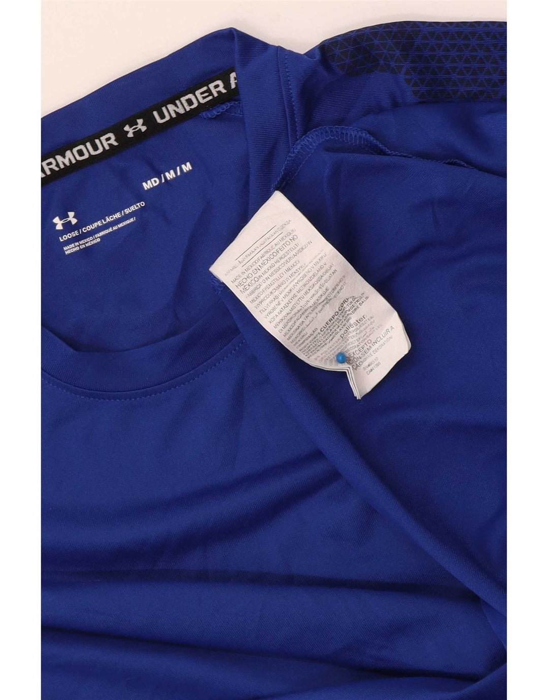 Męski top z długim rękawem Under Armour, średni niebieski w kropki, poliester