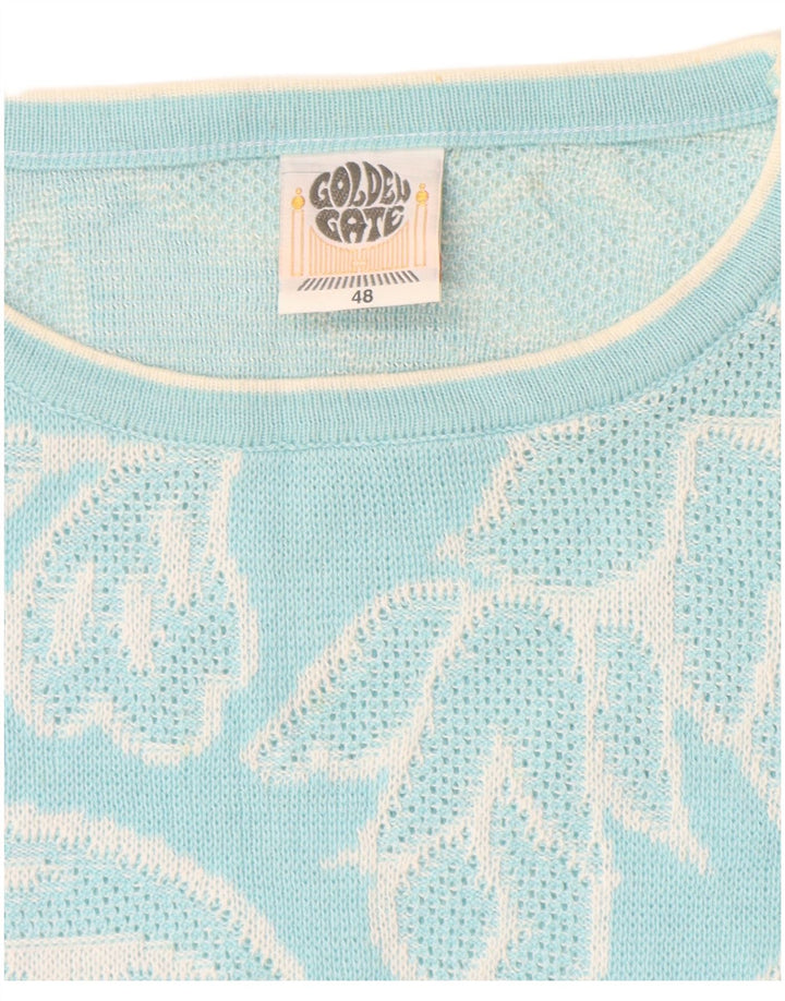 Damski sweter z okrągłym dekoltem GOLDEN GATE IT 48 XL Niebieski w kwiaty