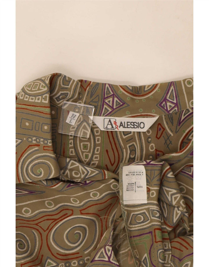 Koszula męska z krótkim rękawem w stylu vintage, duża, geometryczna wiskoza khaki