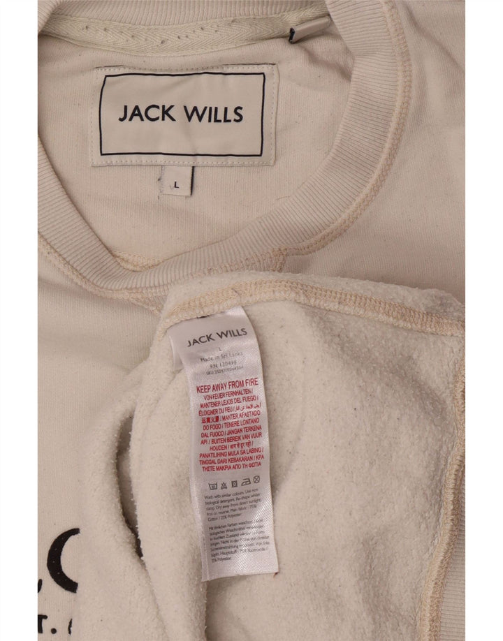 Męska bluza z grafiką Jack Wills, duża, biała, bawełniana