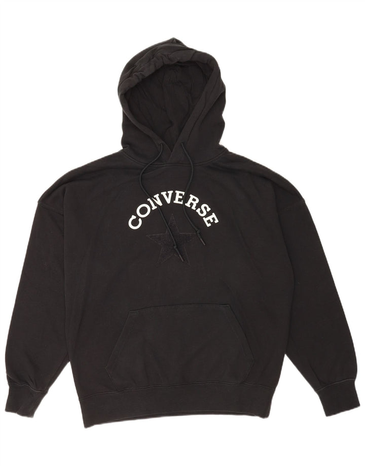 Męski sweter z kapturem Converse z grafiką, średniej wielkości, czarny, bawełniany