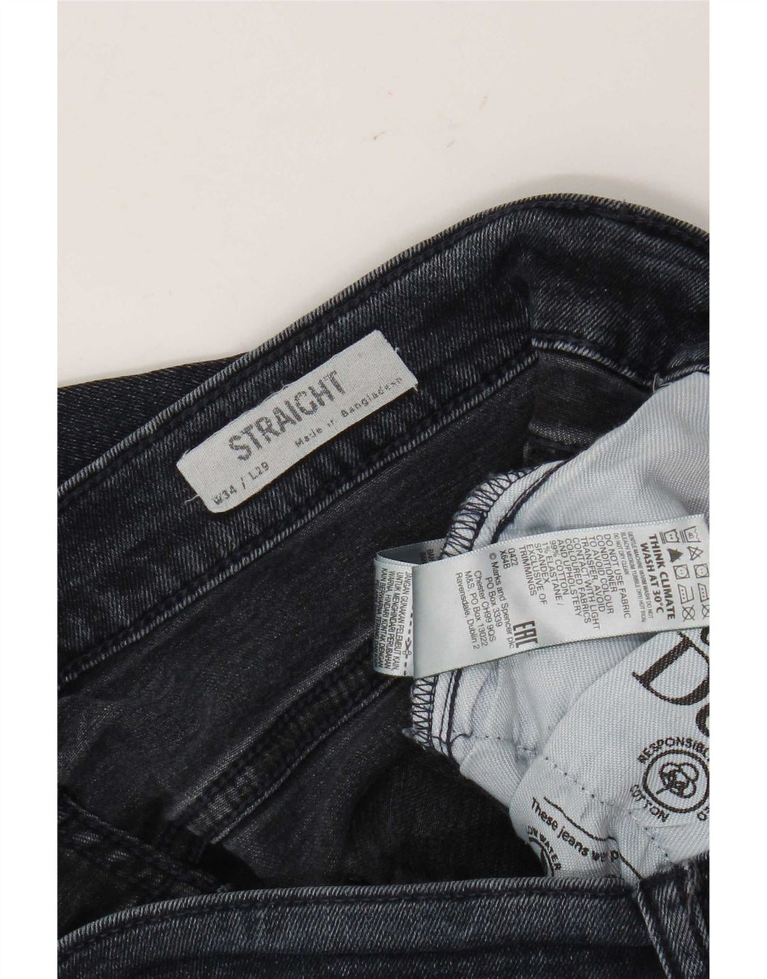 Marks & Spencer Męskie proste dżinsy W34 L29 Granatowe, bawełniane