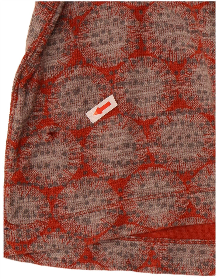 Damski krótki top White Stuff z długim rękawem, UK 12, średni czerwony geometryczny