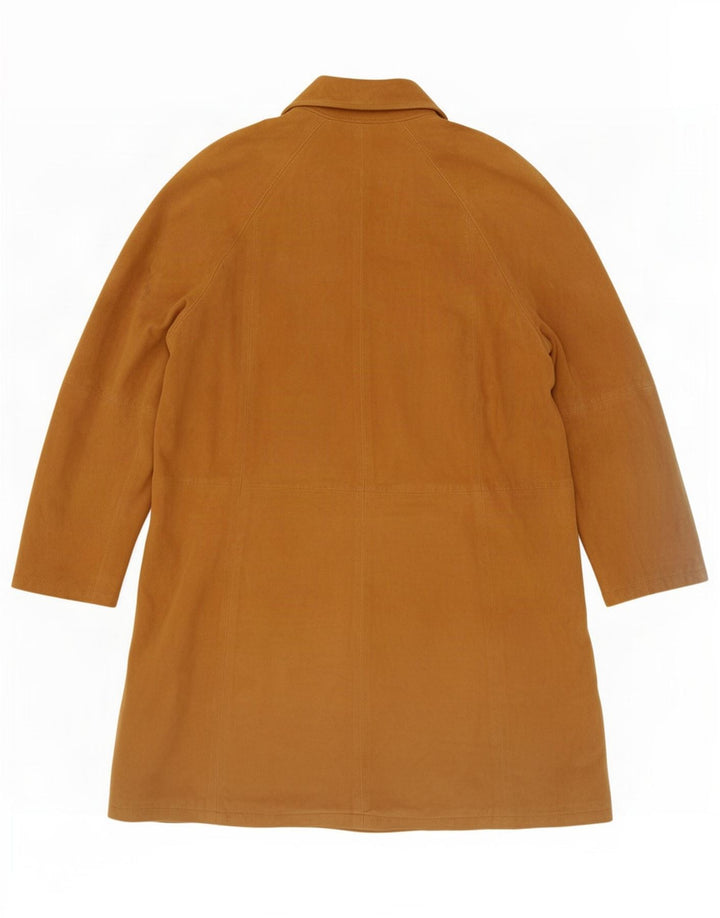 Vintage damski oversize'owy zamszowy płaszcz IT 42 średniej beżowej skóry