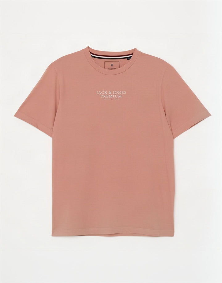 Męski T-shirt z grafiką Jack & Jones, średni, różowy, bawełniany