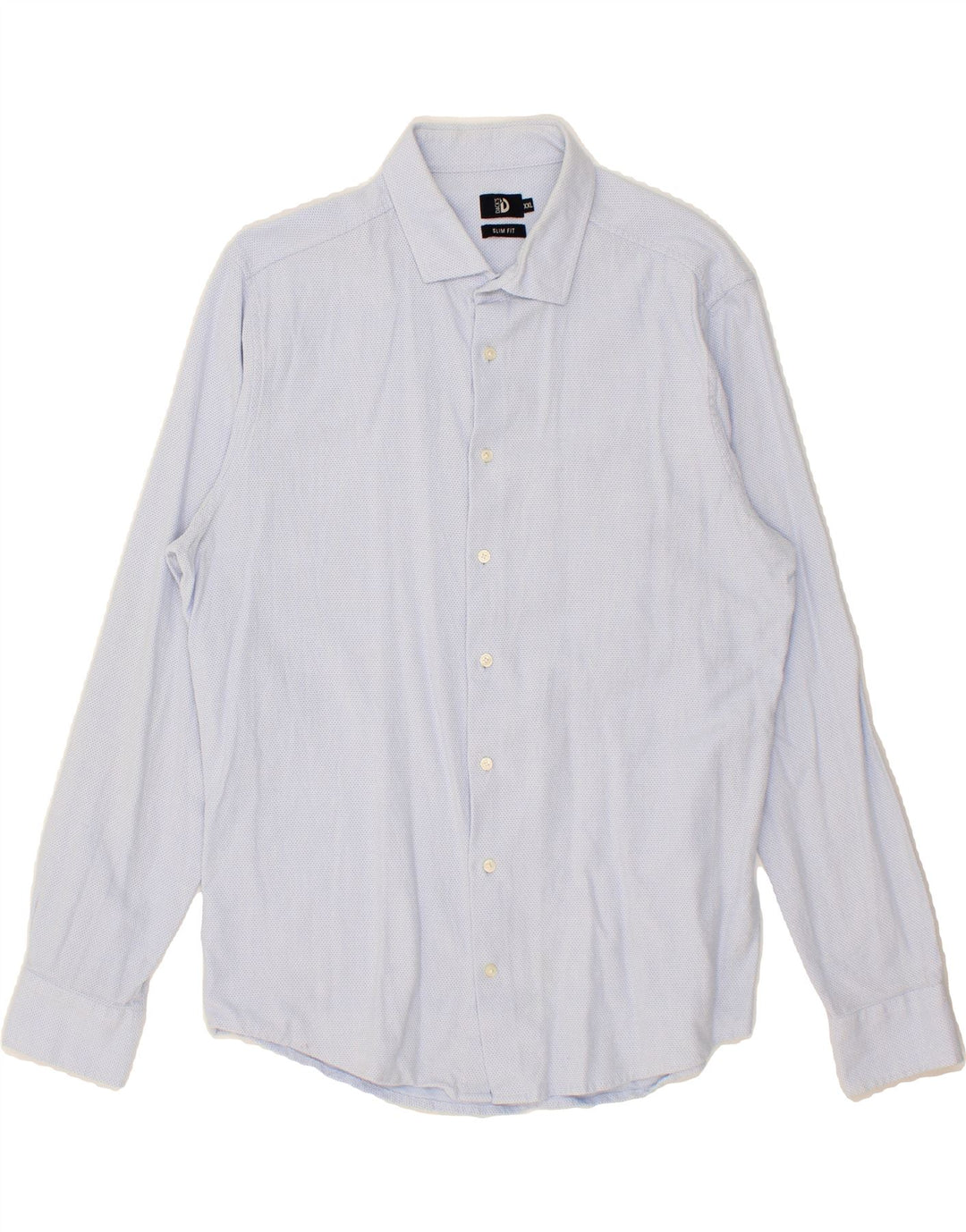 DACK'S Mens Slim Fit Shirt 2XL Blue Geometric Cotton Vintage Dack's and Second-Hand Dack's from Messina Hembry 