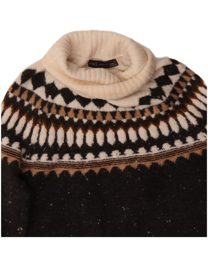 Marks & Spencer Damski sweter z golfem UK 10 Small Grey Fair Isle