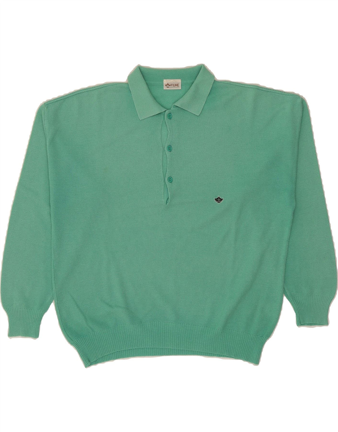FIUME Mens Polo Neck Jumper Sweater Large Green Vintage Fiume and Second-Hand Fiume from Messina Hembry 