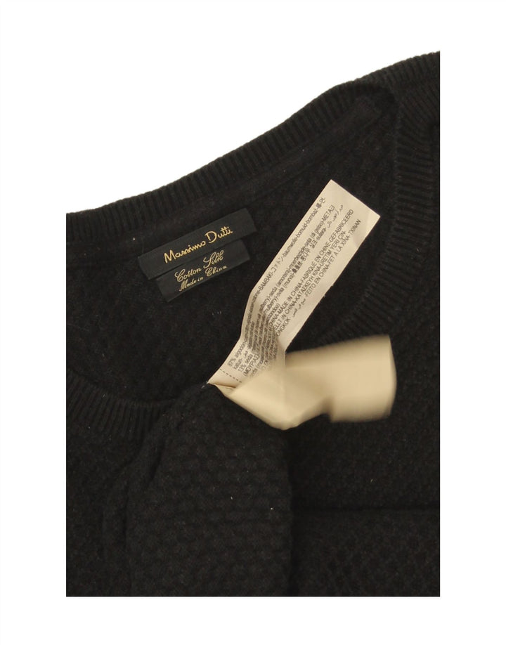 Męski sweter z okrągłym dekoltem Massimo Dutti XL, czarny, bawełniany