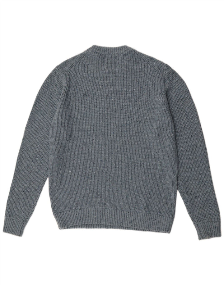 Marks & Spencer Męski sweter z okrągłym dekoltem, duży, niebieski, nakrapiany poliamid