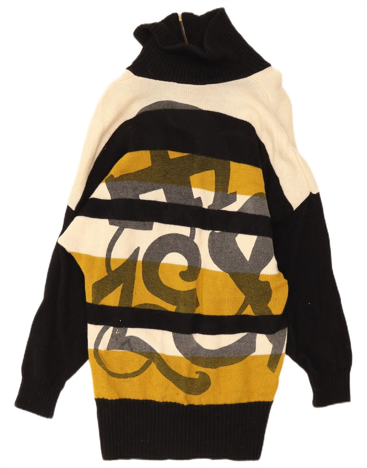 Vintage damski sweter z zamkiem błyskawicznym IT42 w średnie wielokolorowe paski