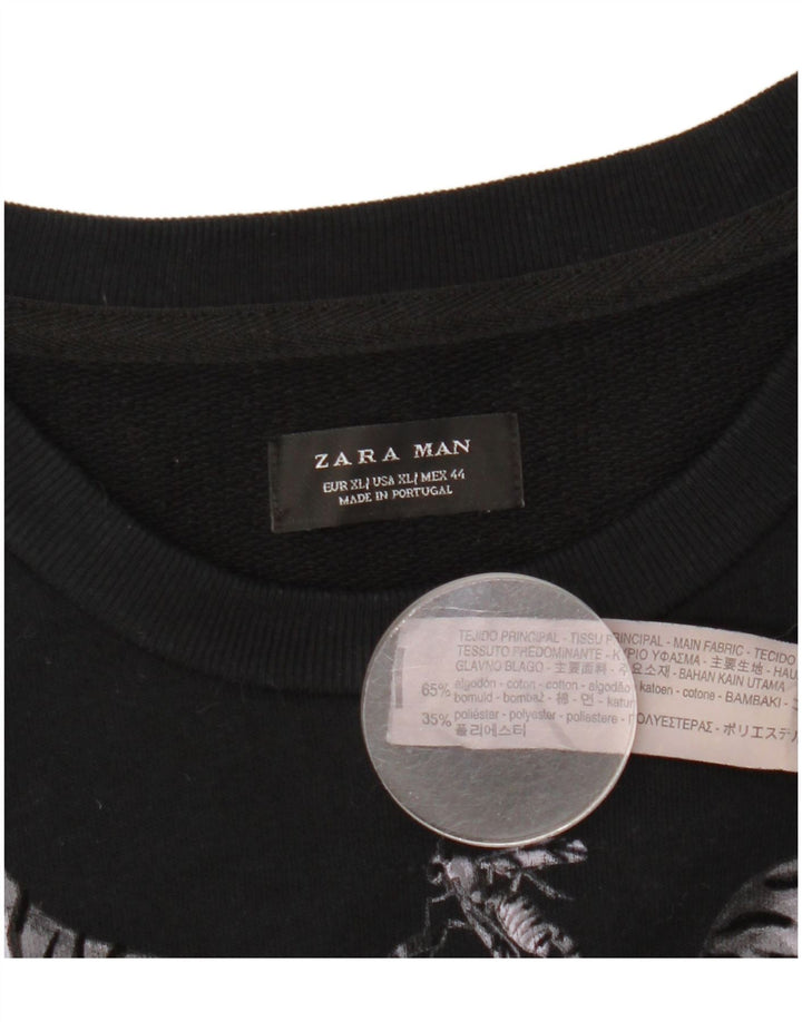 Męska bluza z grafiką Zara XL, czarna, bawełniana