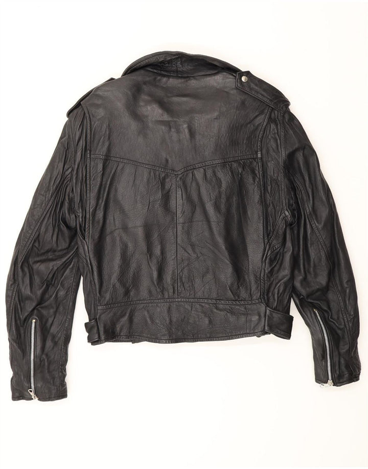 Męska skórzana kurtka motocyklowa Vintage UK 38 Medium Black