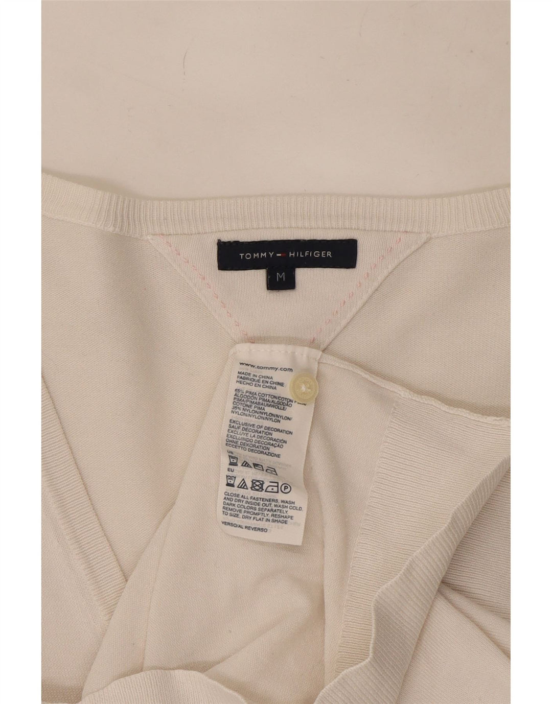Sweter damski Tommy Hilfiger UK 12, średni, biały, bawełniany