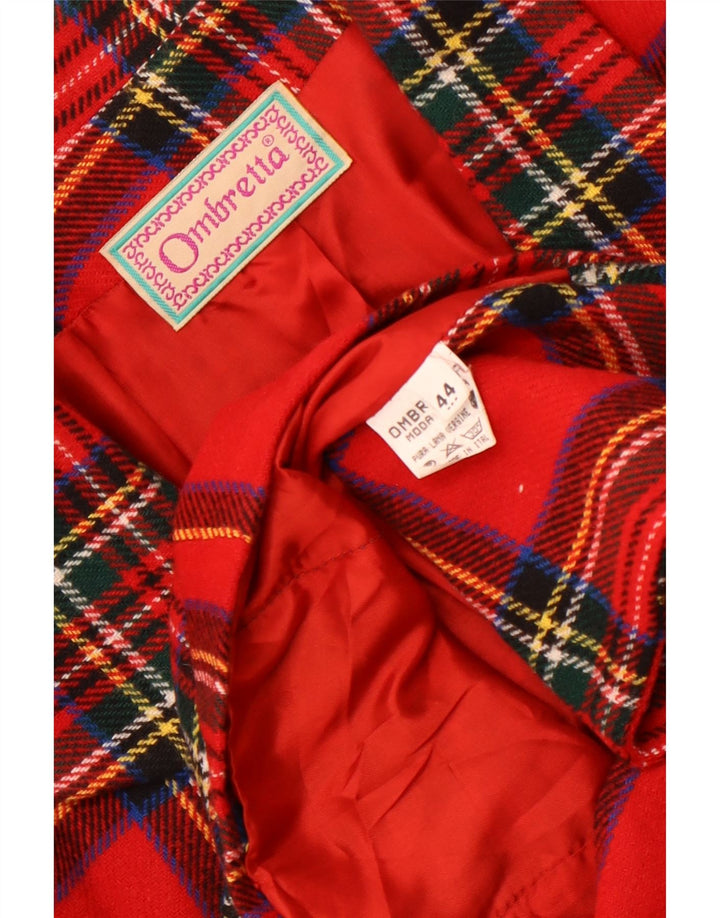 Vintage damska marynarka zapinana na 2 guziki IT 44, wełniana w średnią czerwoną kratkę