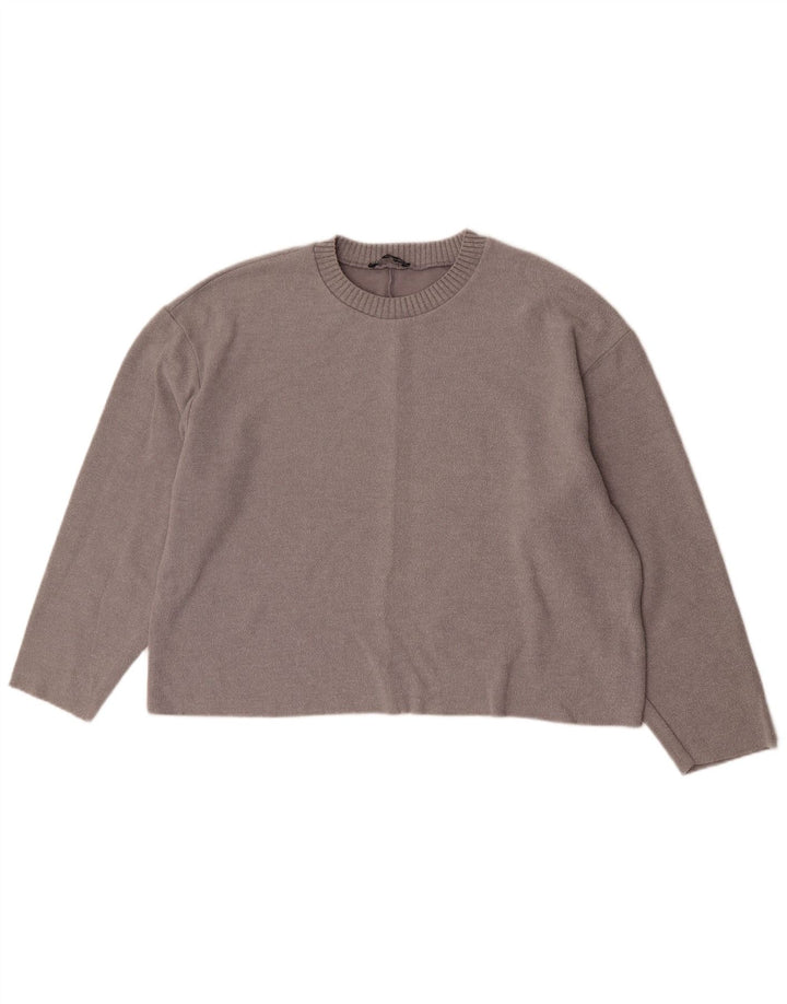 Damski sweter oversize z okrągłym dekoltem Zara UK 14, duży, szary