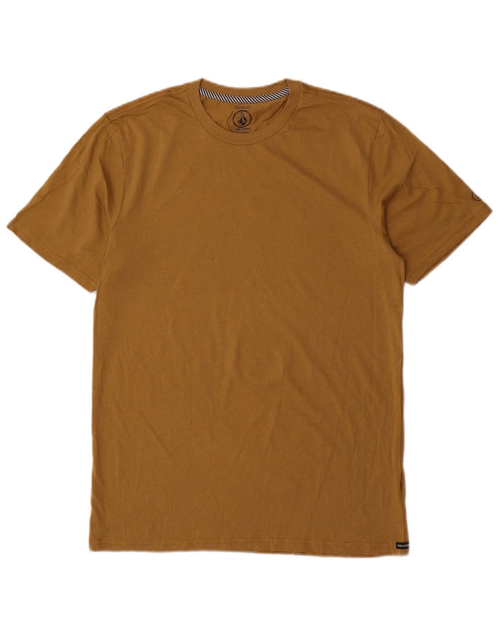 Męski t-shirt Volcom o nowoczesnym kroju, mały, beżowy, bawełniany