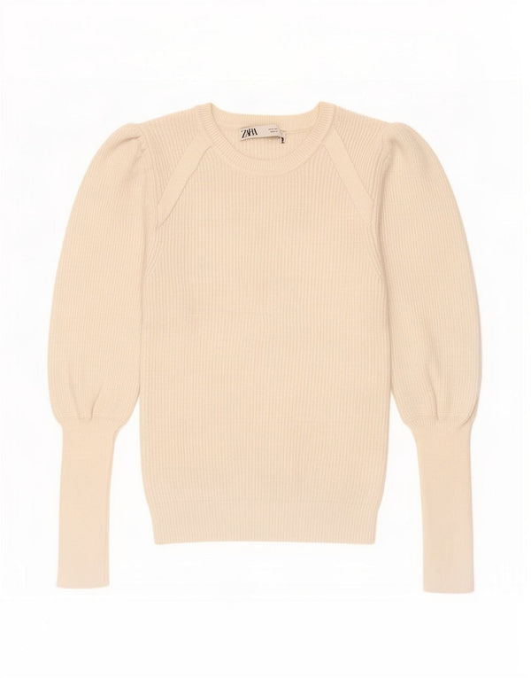 Sweter damski Zara z dekoltem w łódkę UK 8 Small, biała wiskoza