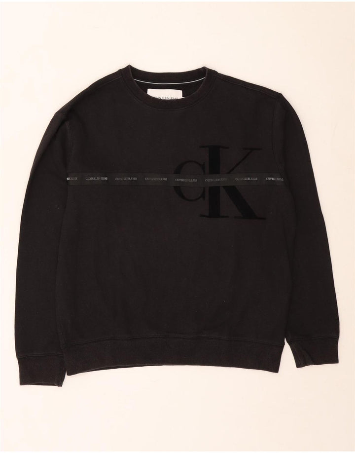 Męska bluza z grafiką Calvin Klein, średnia czarna, bawełniana