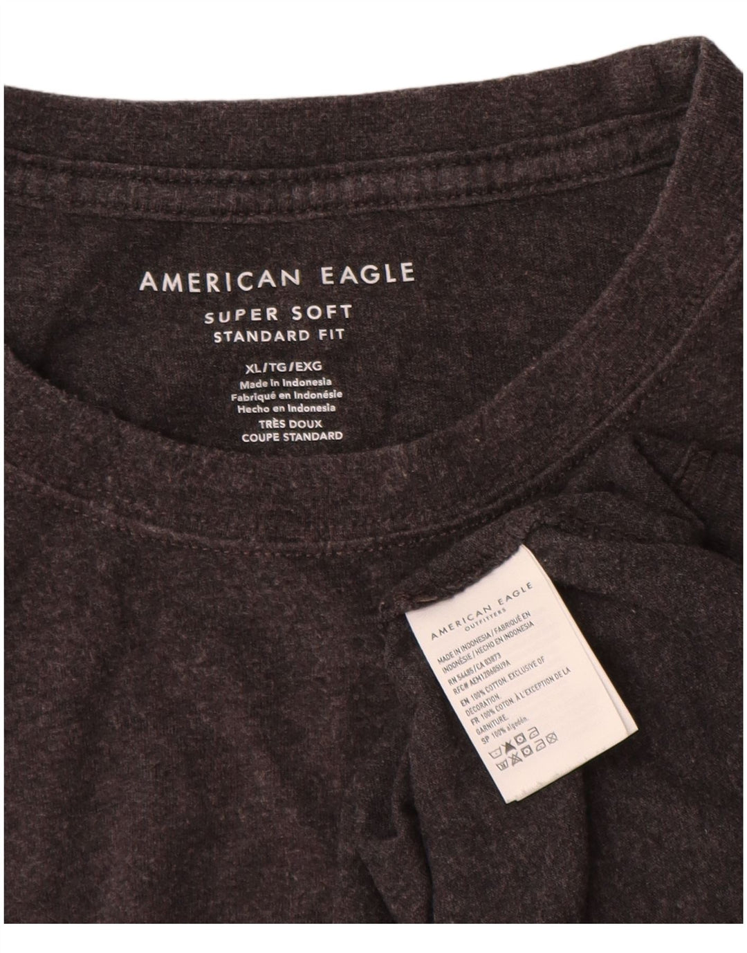 T-shirt męski American Eagle o standardowym kroju, XL, szary, bawełniany