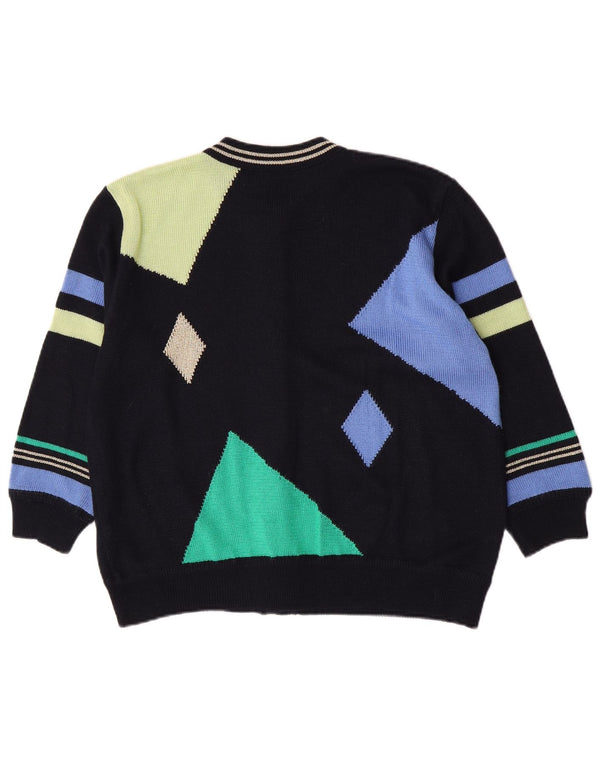 Sweter damski Rabe Cardigan UK 14 Duży granatowy geometryczny akryl