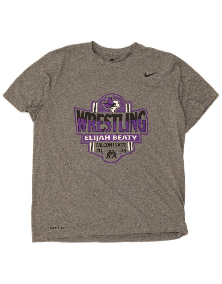 Męska koszulka Nike Dri Fit z grafiką, góra XL, szary poliester