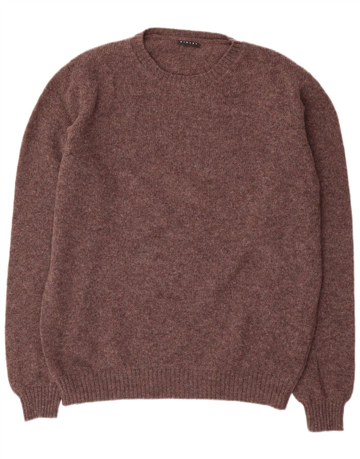 Męski sweter z okrągłym dekoltem Sisley 2XL Brązowa wełna