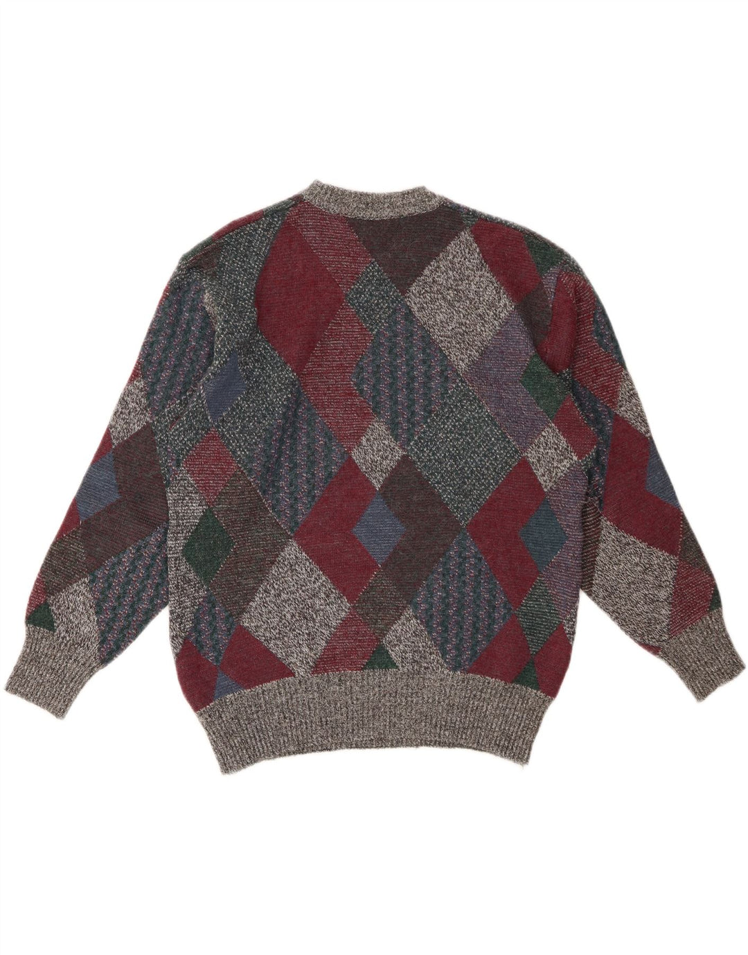 Męski sweter z okrągłym dekoltem w stylu VINTAGE IT 48, średni, wielokolorowy