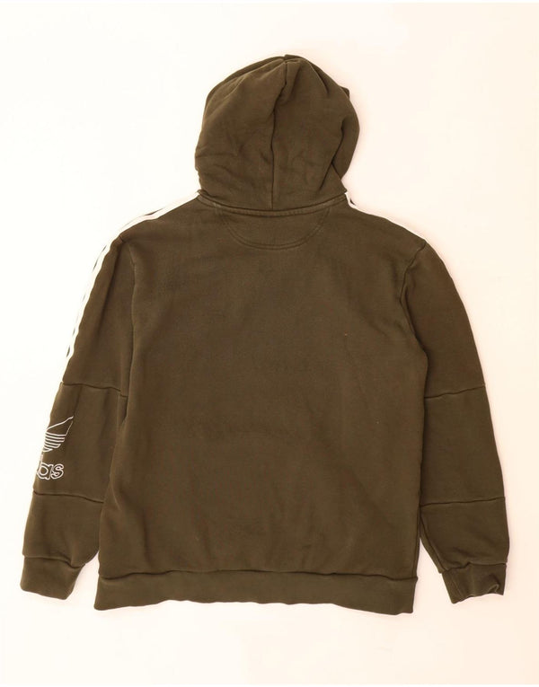 Damska bluza z kapturem ADIDAS z grafiką, UK 14, średnia bawełna khaki