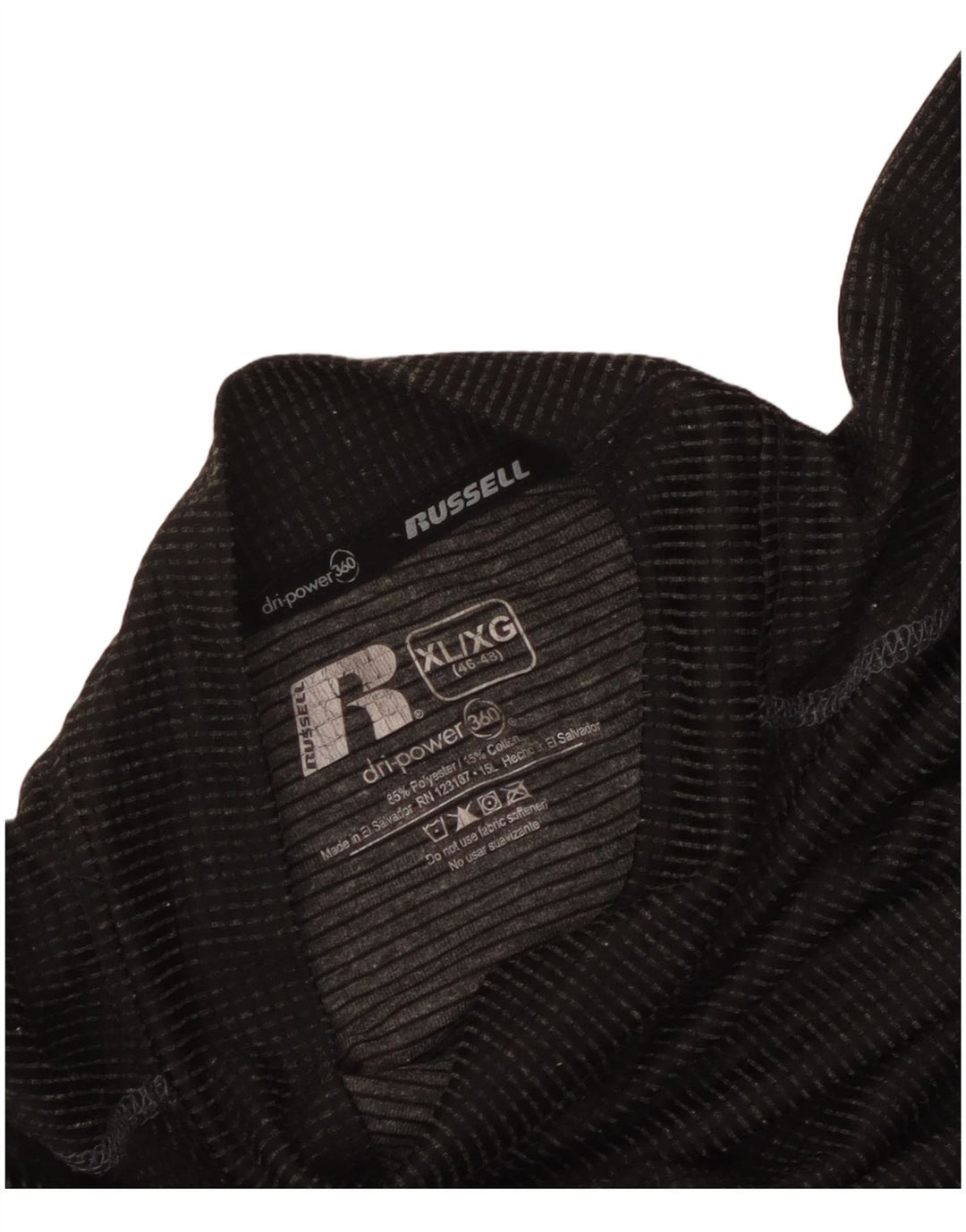 Męski top męski Russell Athletic z długim rękawem XL, czarny, prążkowany, poliestrowy