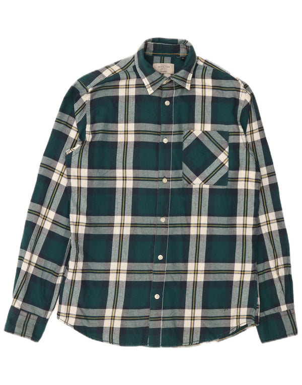 Męska koszula flanelowa Jack & Jones XS w zieloną kratę, bawełniana