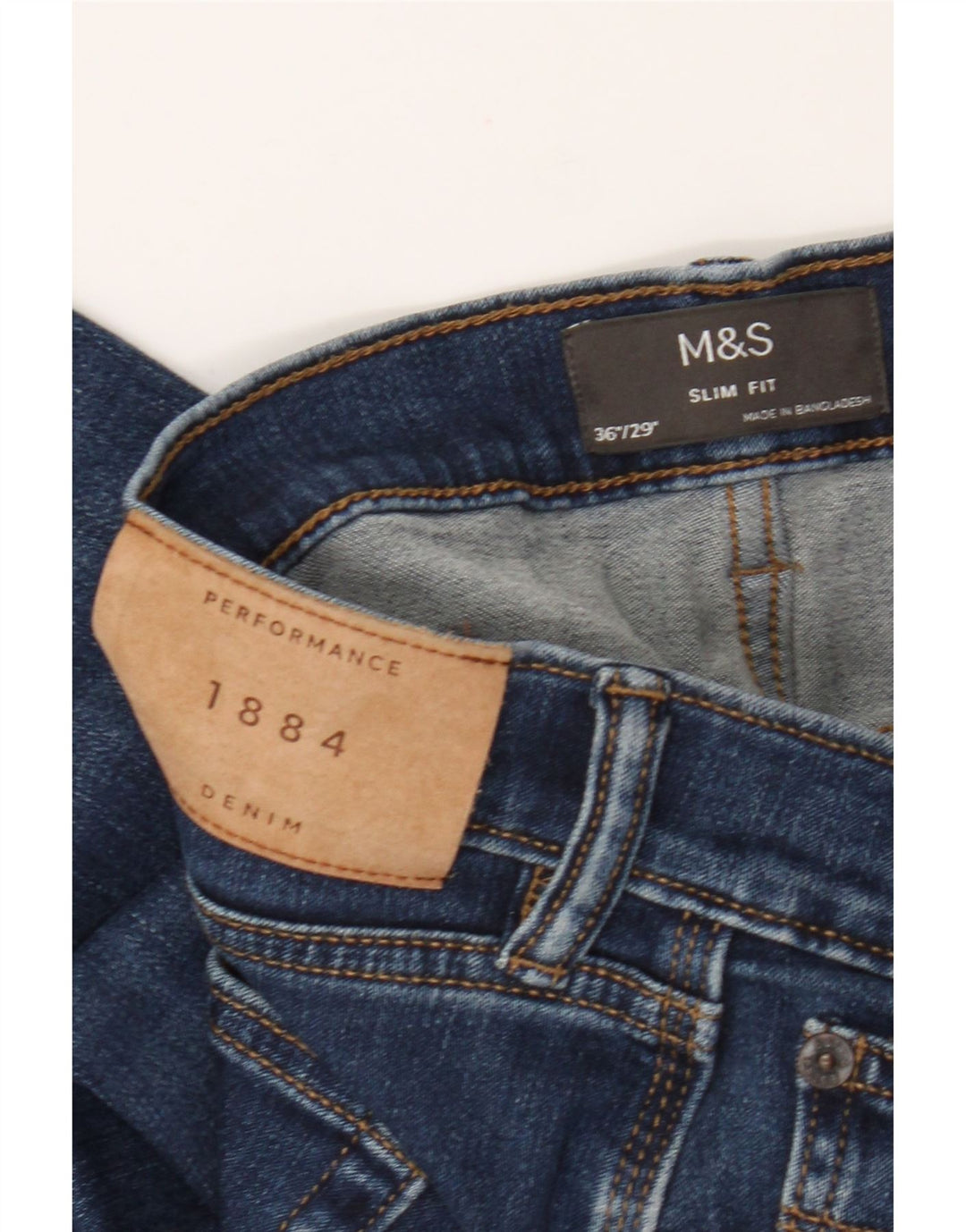 Marks & Spencer Męskie jeansy slim W36 L29 Niebieskie bawełniane