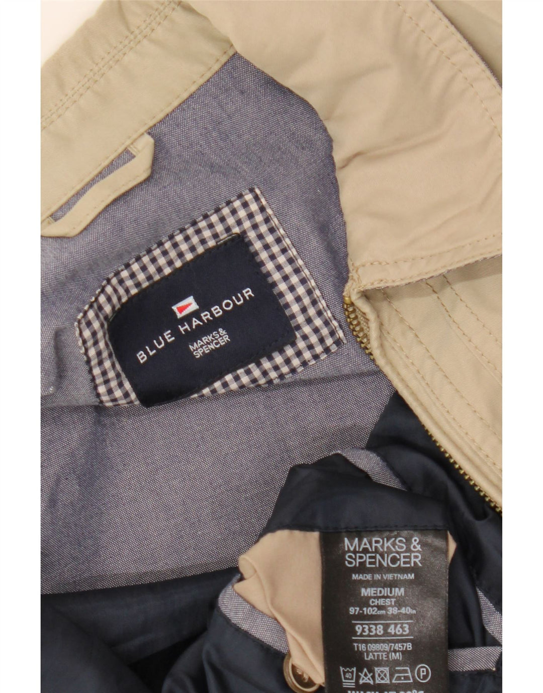 Marks & Spencer Męska niebieska kurtka bomber Harbor UK 38, średni beż