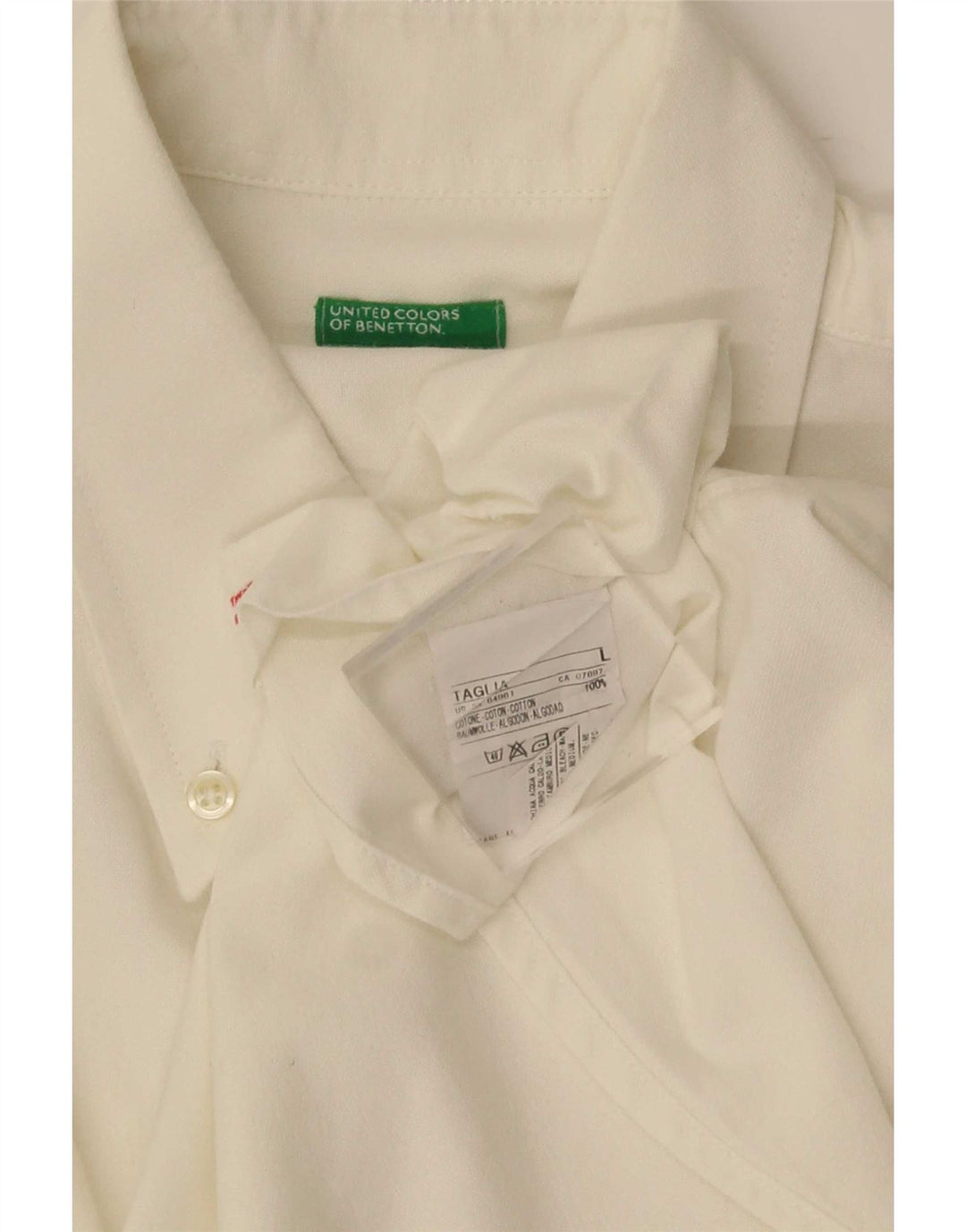 Koszula męska Benetton, duża, biała, bawełniana