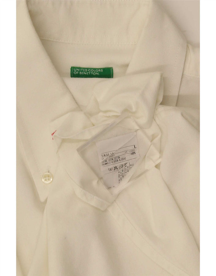 Koszula męska Benetton, duża, biała, bawełniana