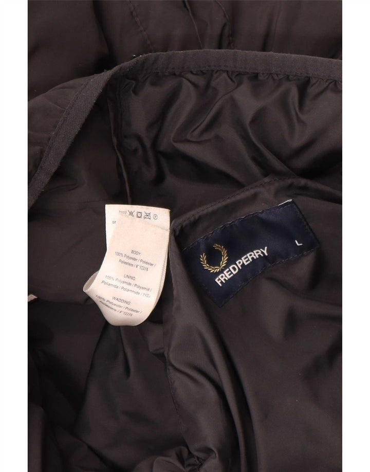 Męska ocieplana kurtka z kapturem Fred Perry UK 40, duża, czarna, poliester