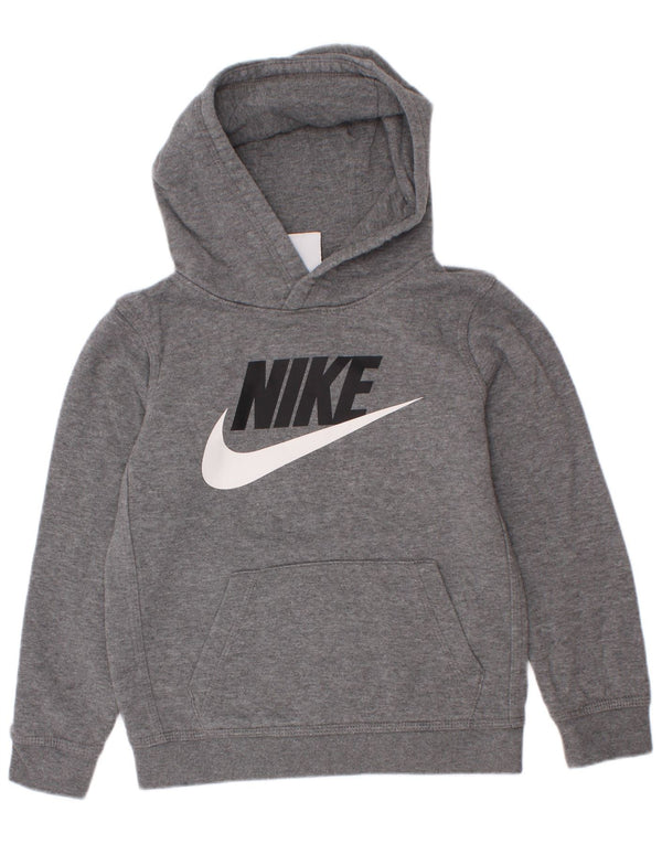 Chłopięcy sweter z kapturem Nike z grafiką, 6-7 lat, szara bawełna