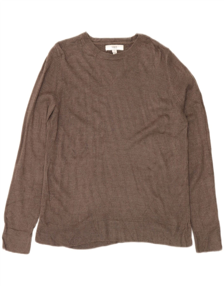 Marks & Spencer Damski sweter z dekoltem w łódkę UK 12 Średni szary akryl